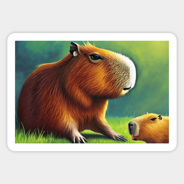 Capybara son Sticker by cloudart2868